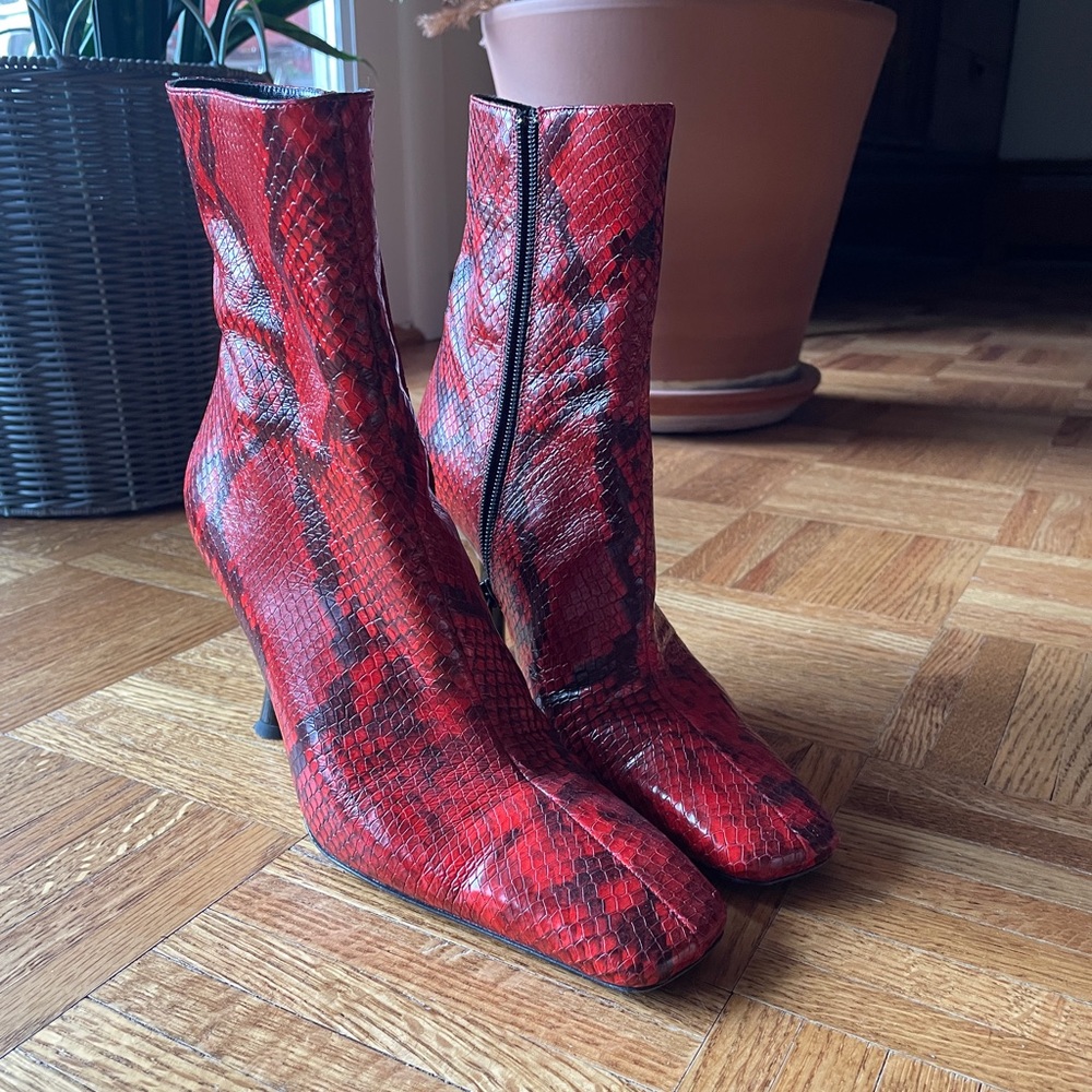 Simon Miller Python Embossed Leather Boots Size 7